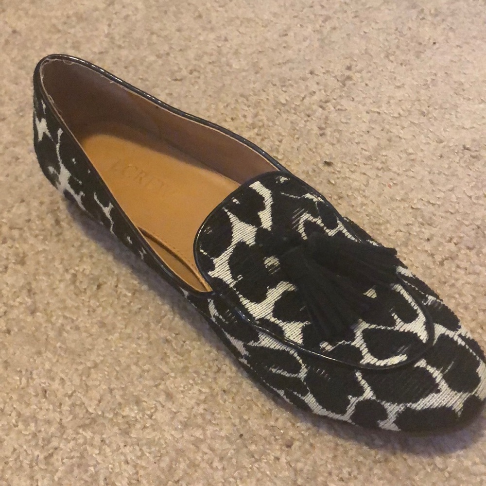 J. Crew leopard loafers w/ tassels